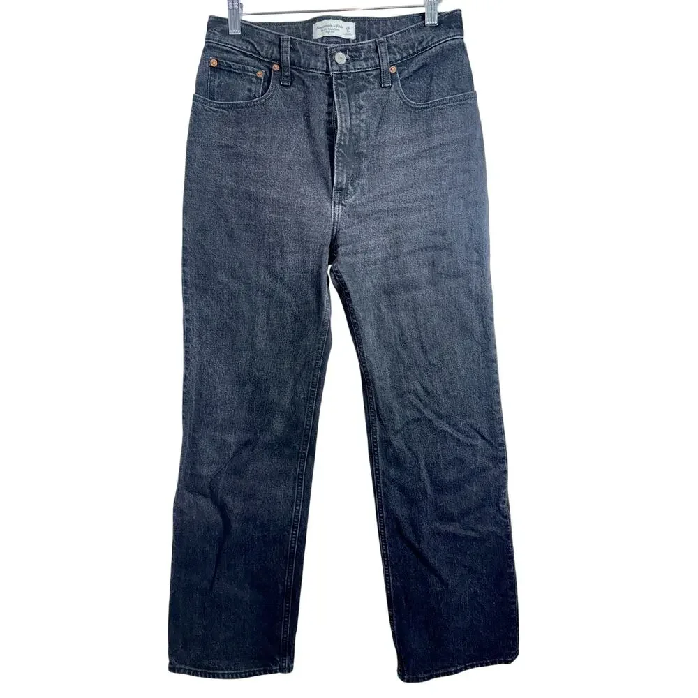 Abercrombie & Fitch The '90s Relaxed Jean High Rise Black Denim Jeans Size 26 2